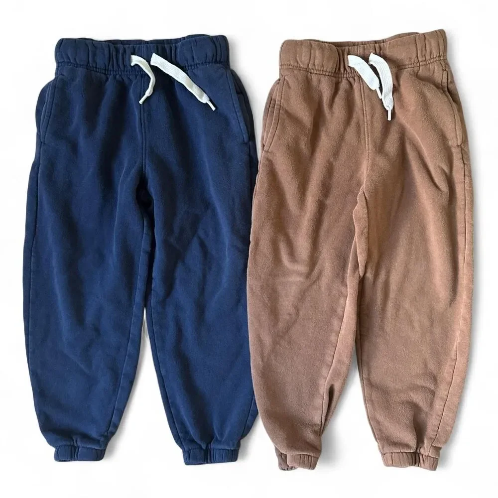 Old Navy Boys Size 5 Fleece Jogger Sweatpants 2-Pack Navy & Brown
